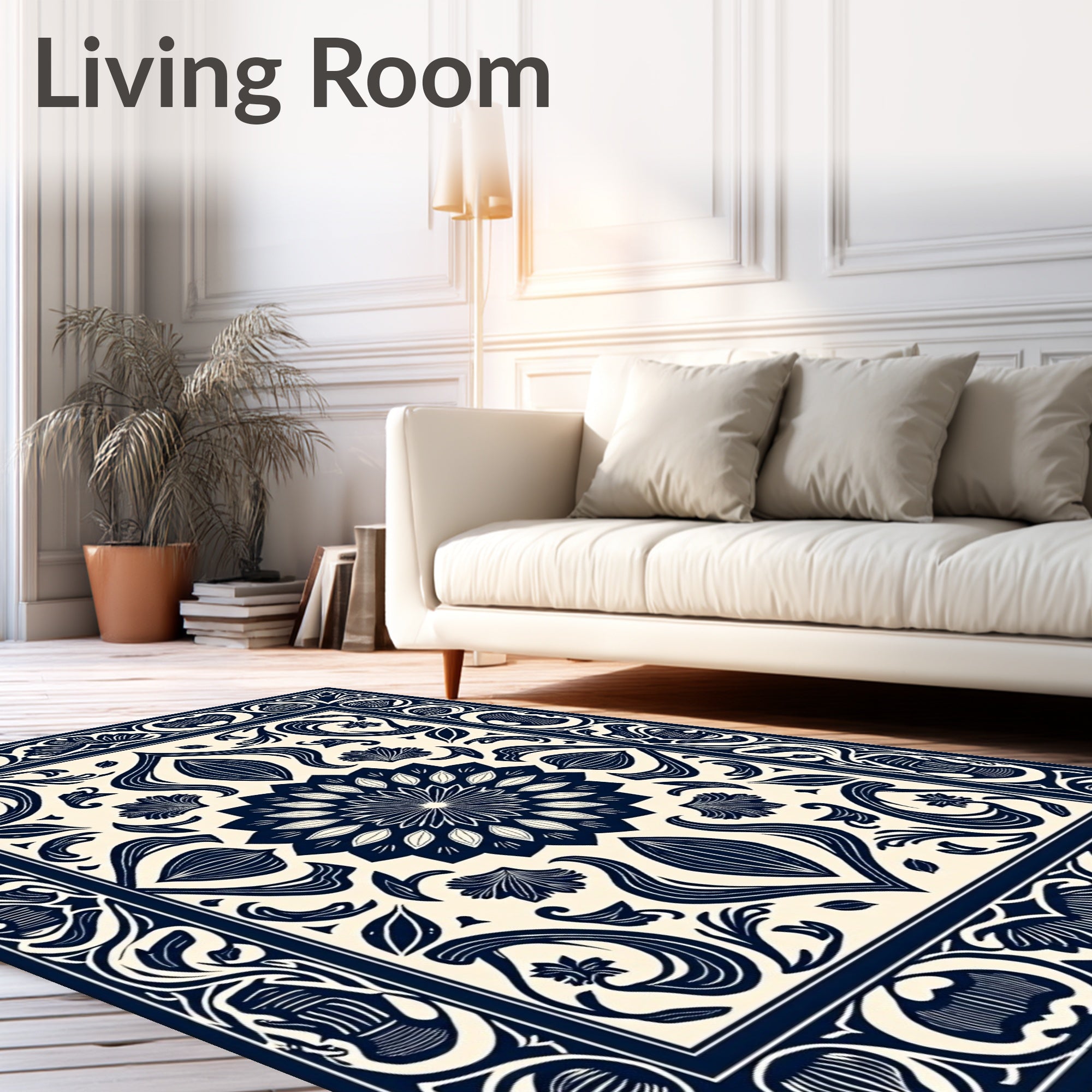 Classic Floral Medallion With Border Design Rug