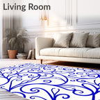 Ornate Blue Swirl Pattern Rug