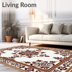 Elegant Floral Medallion Border Rug