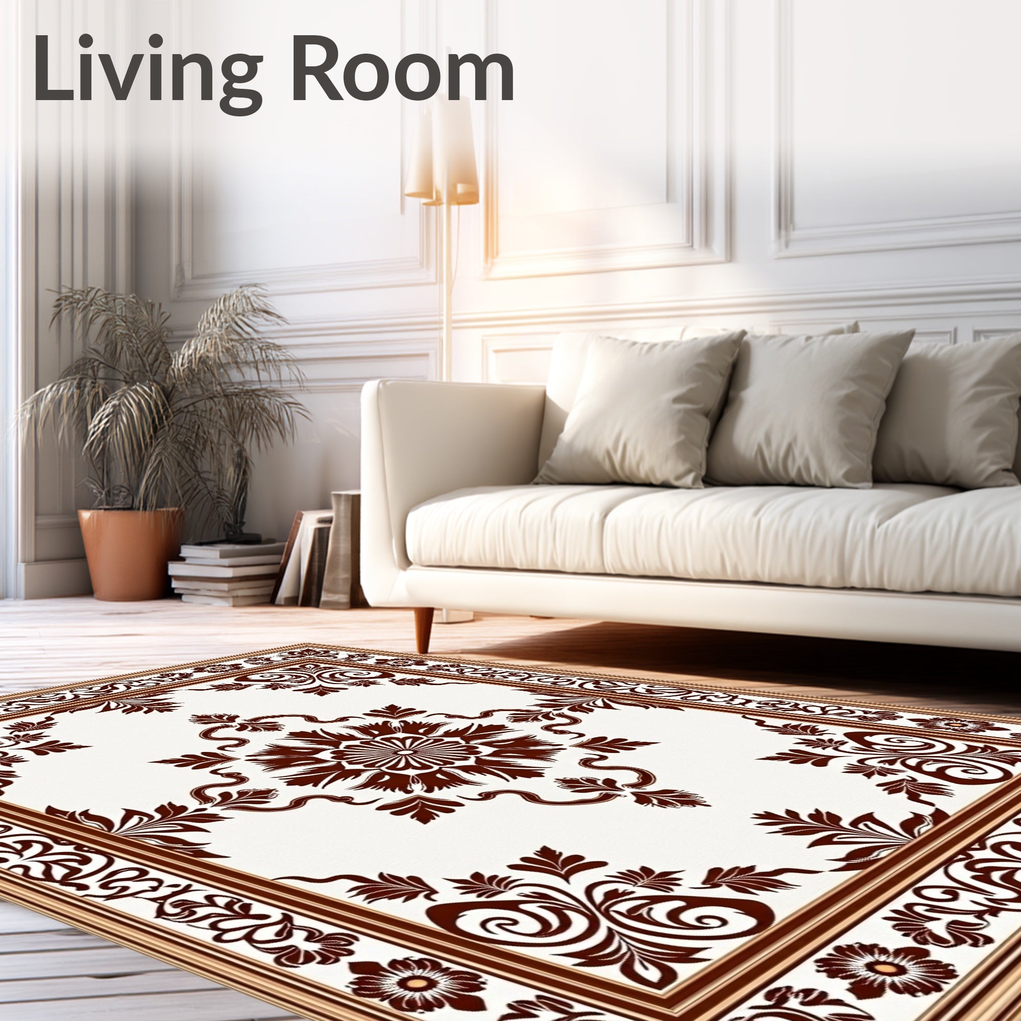 Elegant Floral Medallion Border Rug
