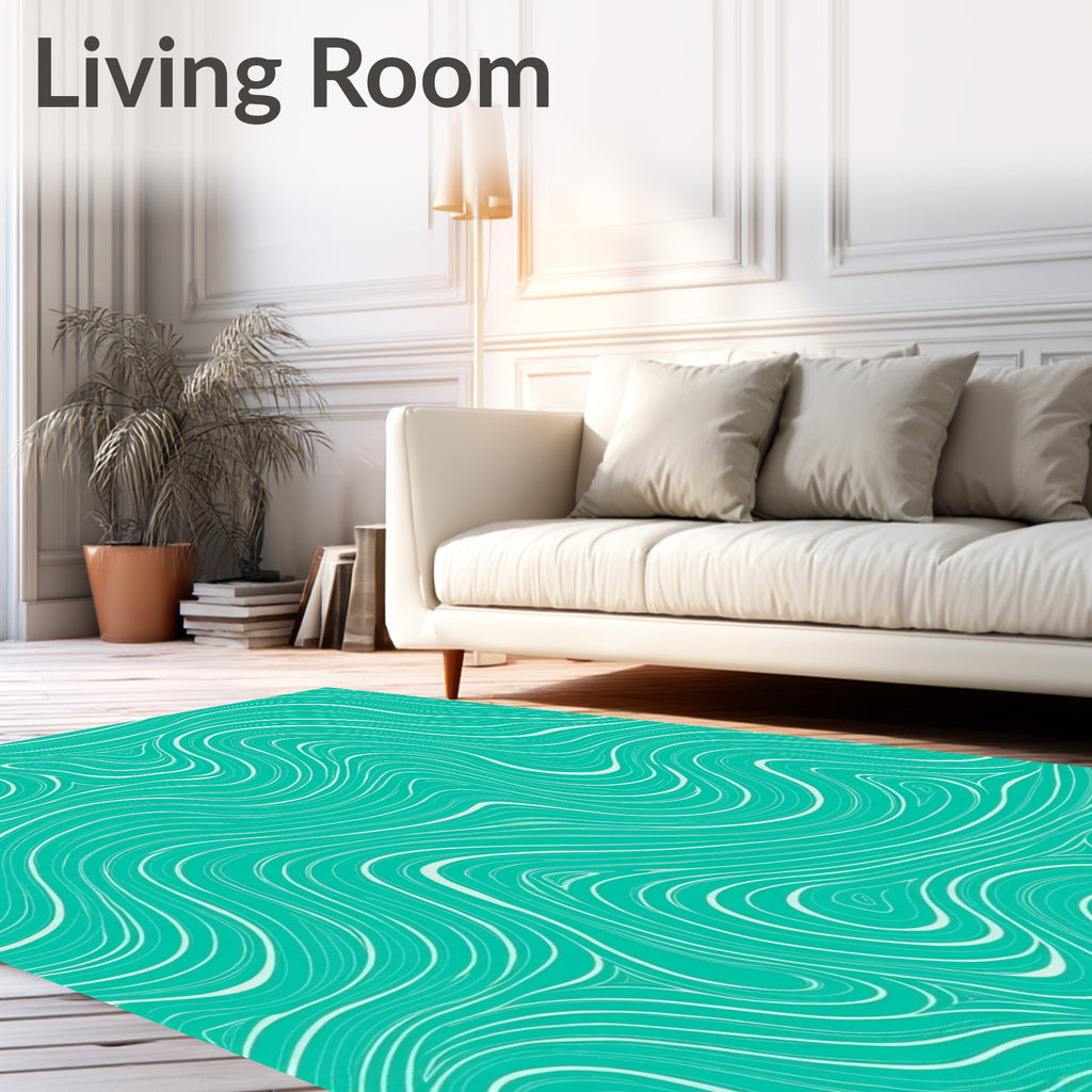 Modern Swirl Turquoise Pattern Rug
