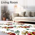 Red Gold Bauble Vine Ornament Rug