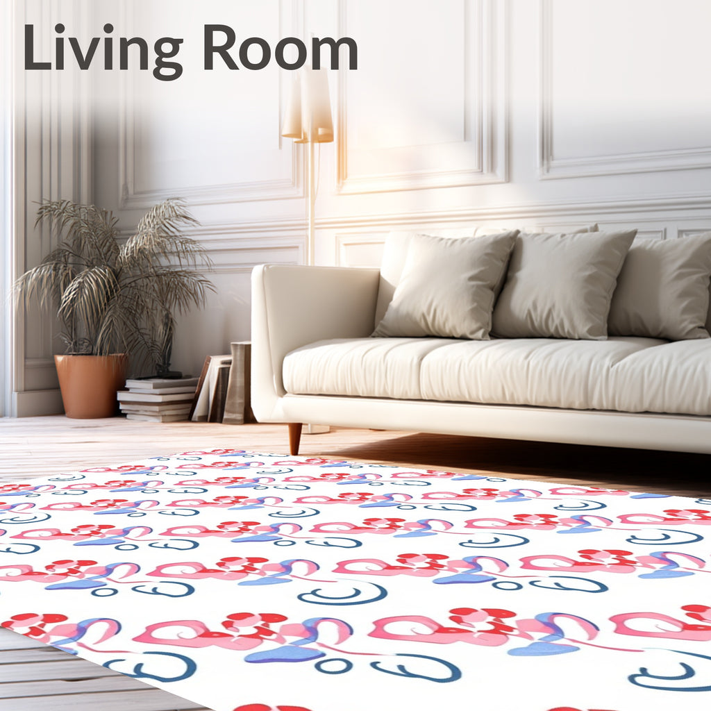 Watercolor Floral Pattern with Swirls Rug
