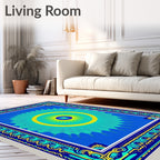 Vibrant Sunburst And Border Design Rug