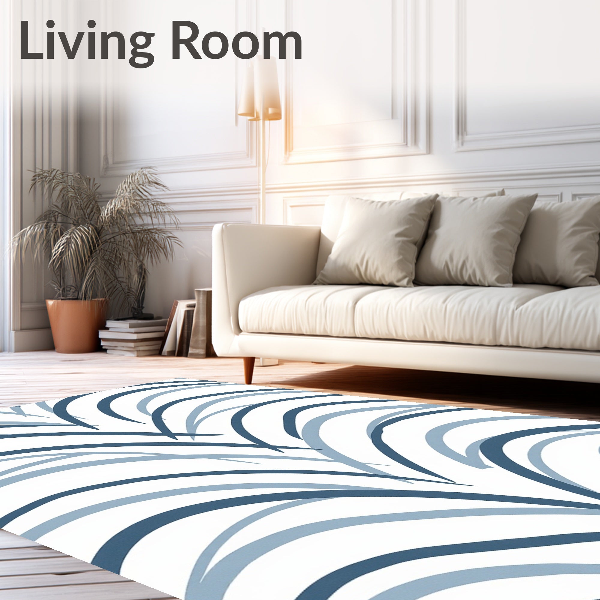 Arching Strokes Blue Pattern Design Rug