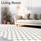 Neutral Tan Gray Interlocking Pattern Rug