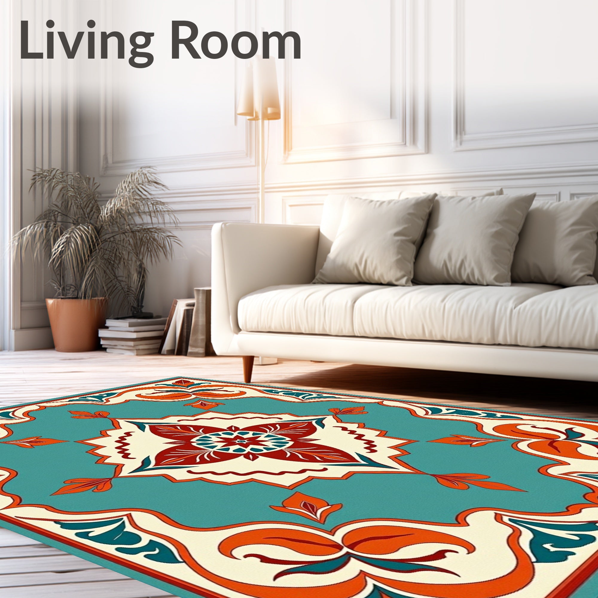 Classic Medallion Floral Border Rug