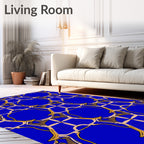 Geometric Art Deco Blue And Gold Rug