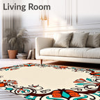 Elegant Ornate Floral Border Rug