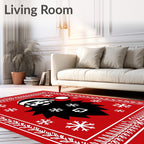 Christmas Santa Red Snowflake Border Rug