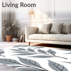 Modern Gray Leaf Pattern Rug