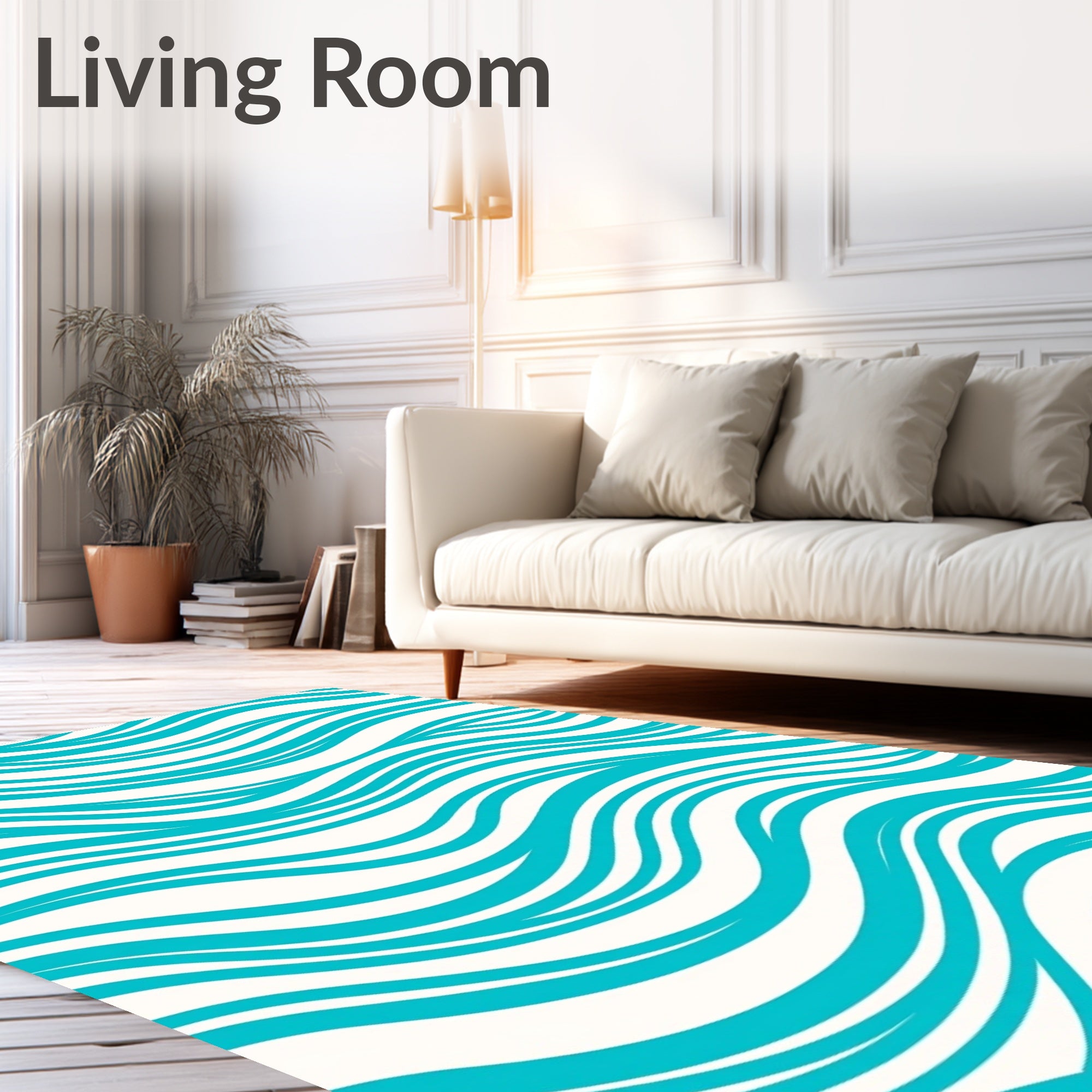 Turquoise Water Wavy Stripe Pattern Rug