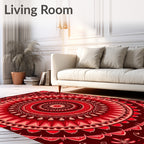 Rich Red Floral Mandala Pattern Rug