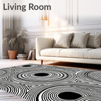 Monochrome Concentric Circles Triangles Pattern Rug