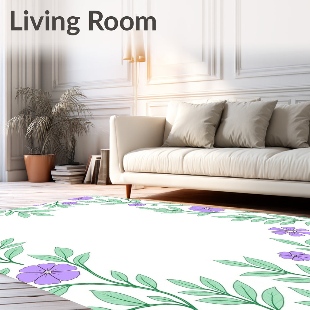 Purple Floral Vine Pattern Rug
