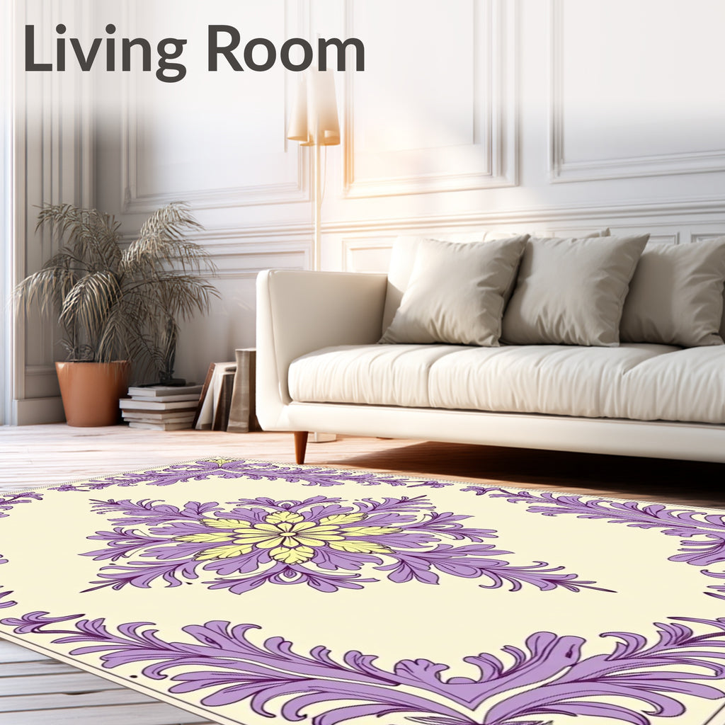 Elegant Floral Scrollwork Pattern Rug