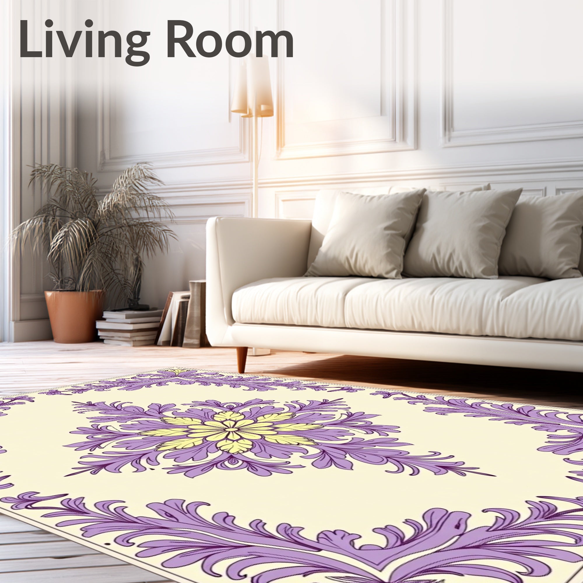 Elegant Floral Scrollwork Pattern Rug