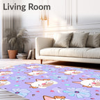 Cute Cat Flower Pattern Design Rug
