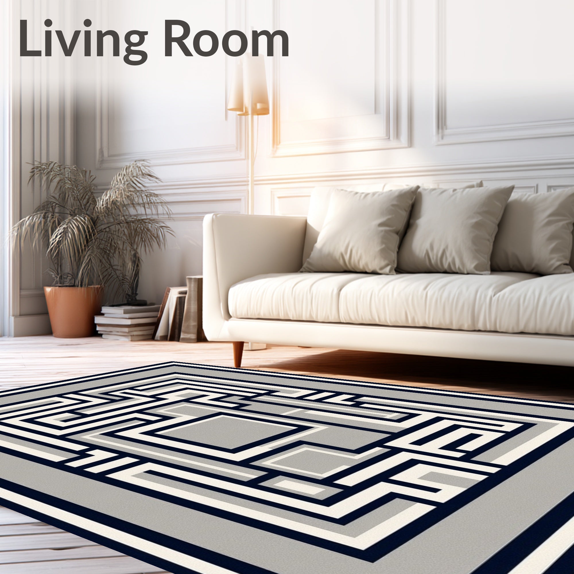 Abstract Geometric Maze Pattern Rug