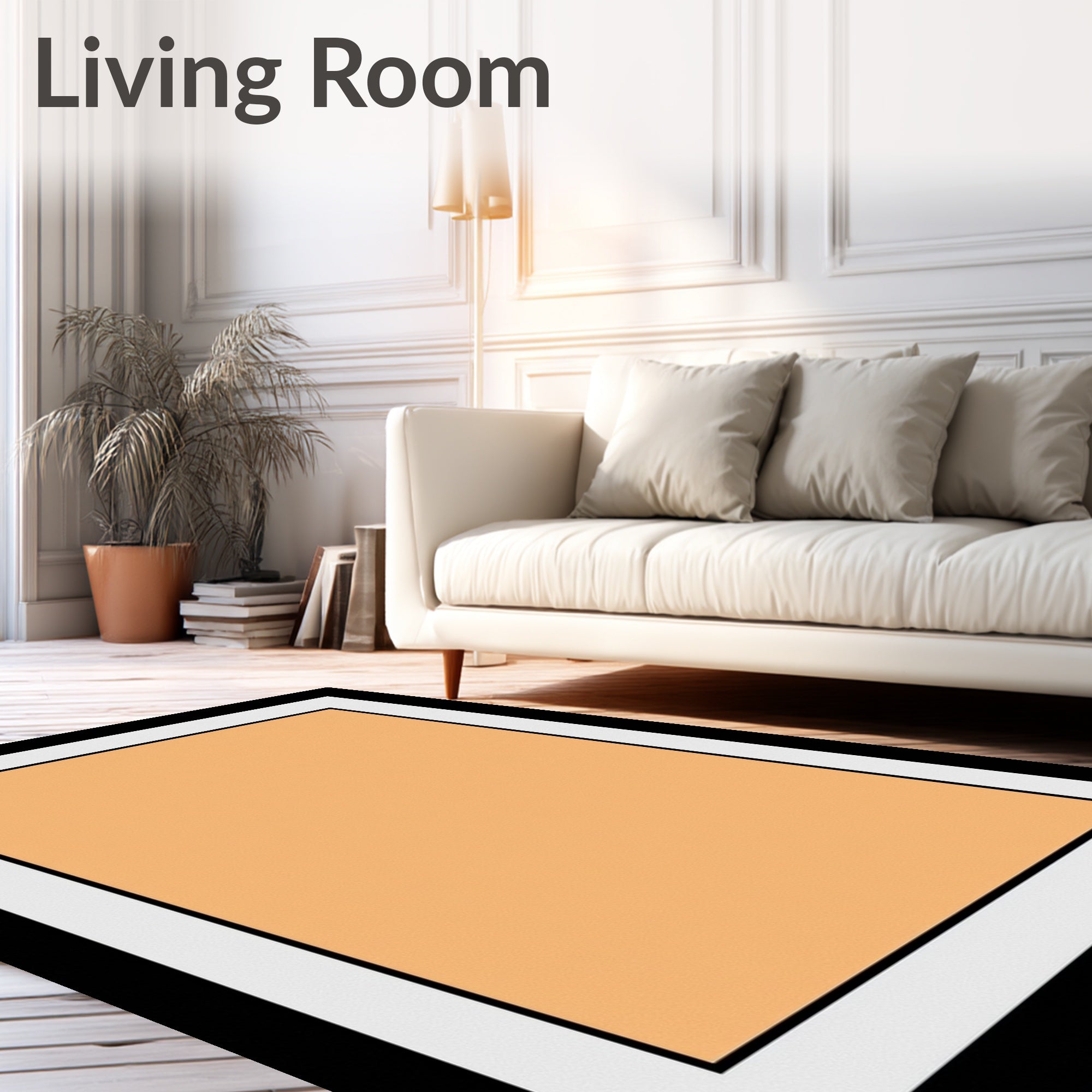 Muted Peach and Cream Geometric Design Rug