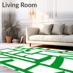 Green Linear Graphic Pattern Rug