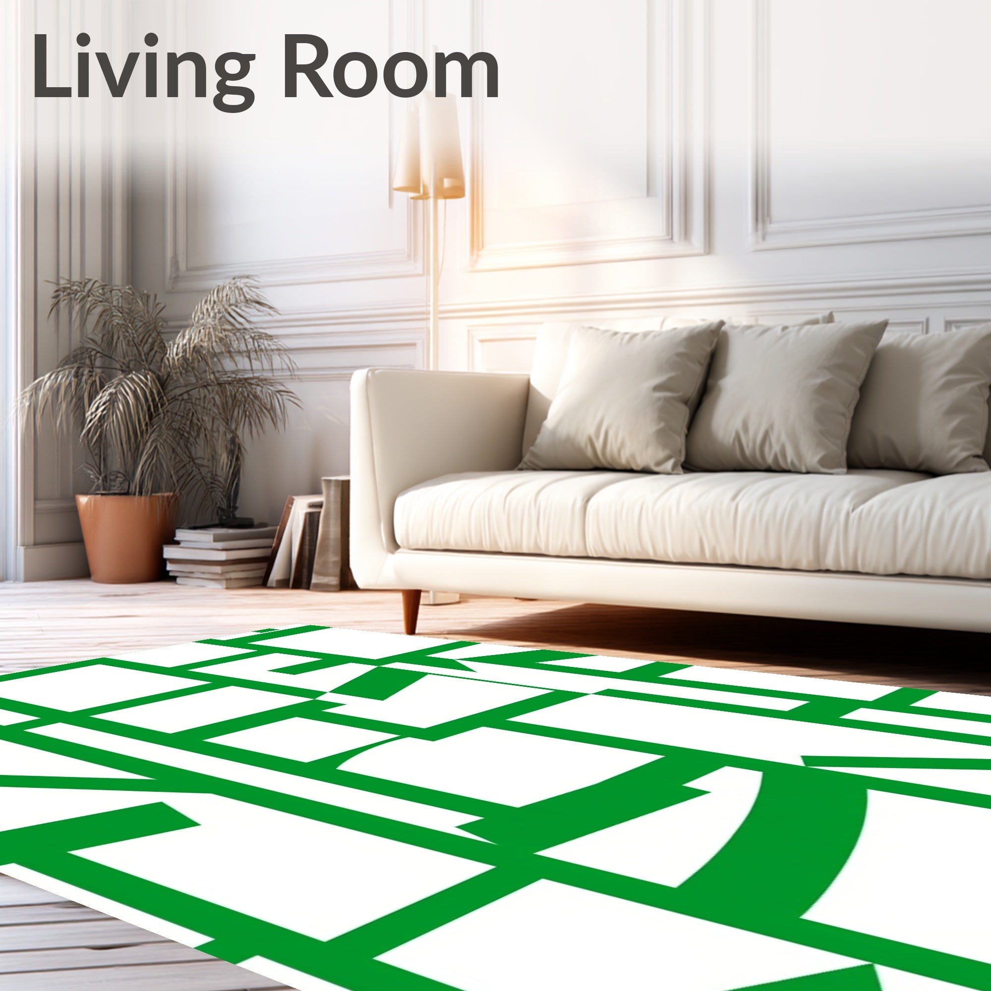Green Linear Graphic Pattern Rug