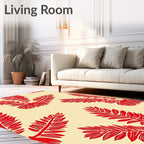 Red Leaf Patterned Modern Design Rug