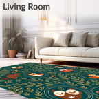 Forest Animals Golden Foliage Pattern Rug