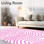 Abstract Pink Wavy Lines Rug