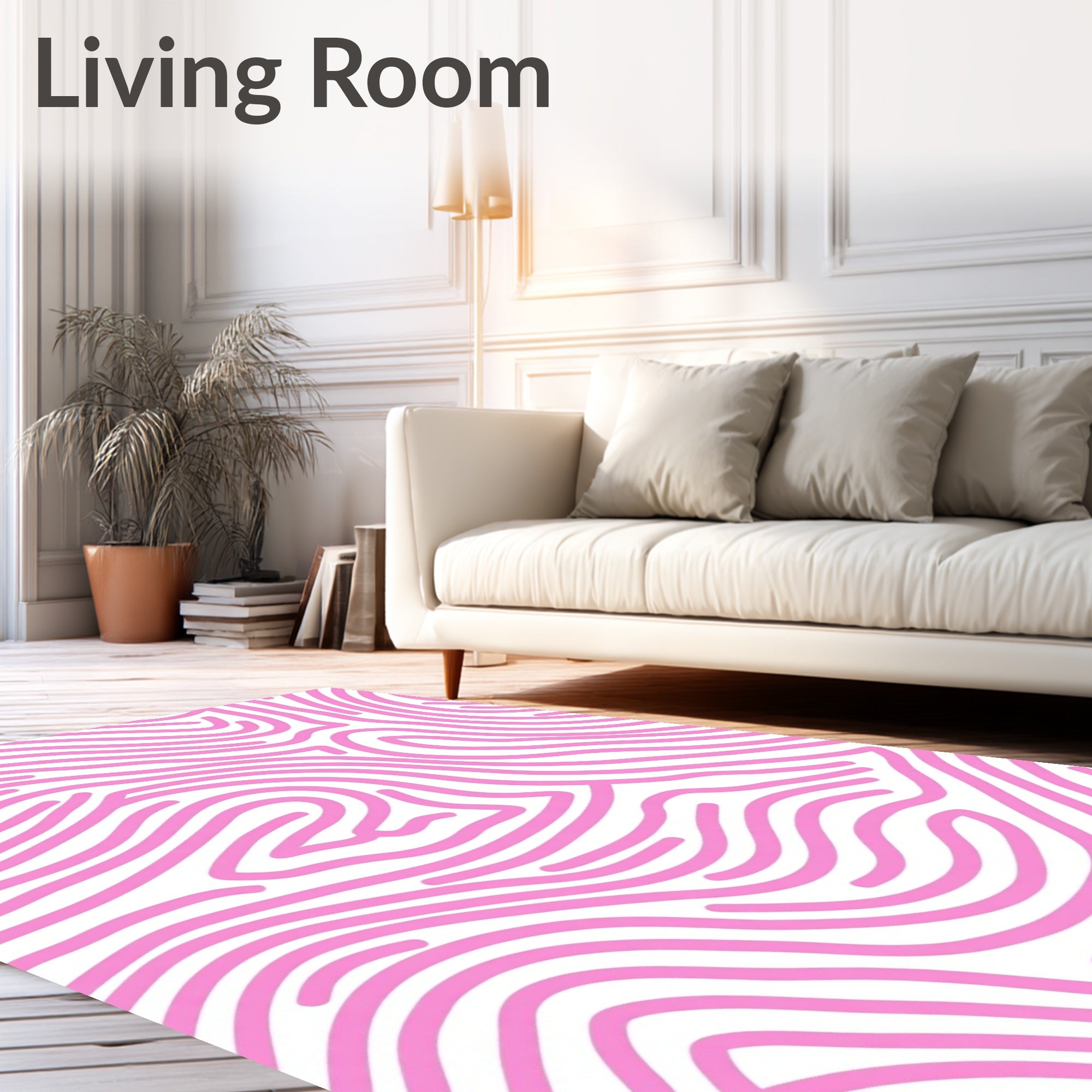 Abstract Pink Wavy Lines Rug