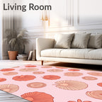 Coral Pink Mushroom Pattern Rug