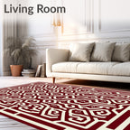 Ornate Red Geometric Vine Pattern Rug