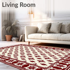Elaborate Red Cream Lattice Design Rug