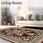 Rich Brown Floral Mandala Pattern Rug