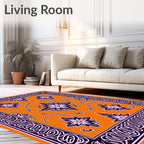 Intricate Floral Border With Starbursts Rug