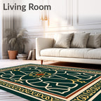 Emerald Green Abstract Floral Design Rug