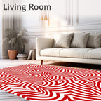 Red Abstract Maze Stripes Rug