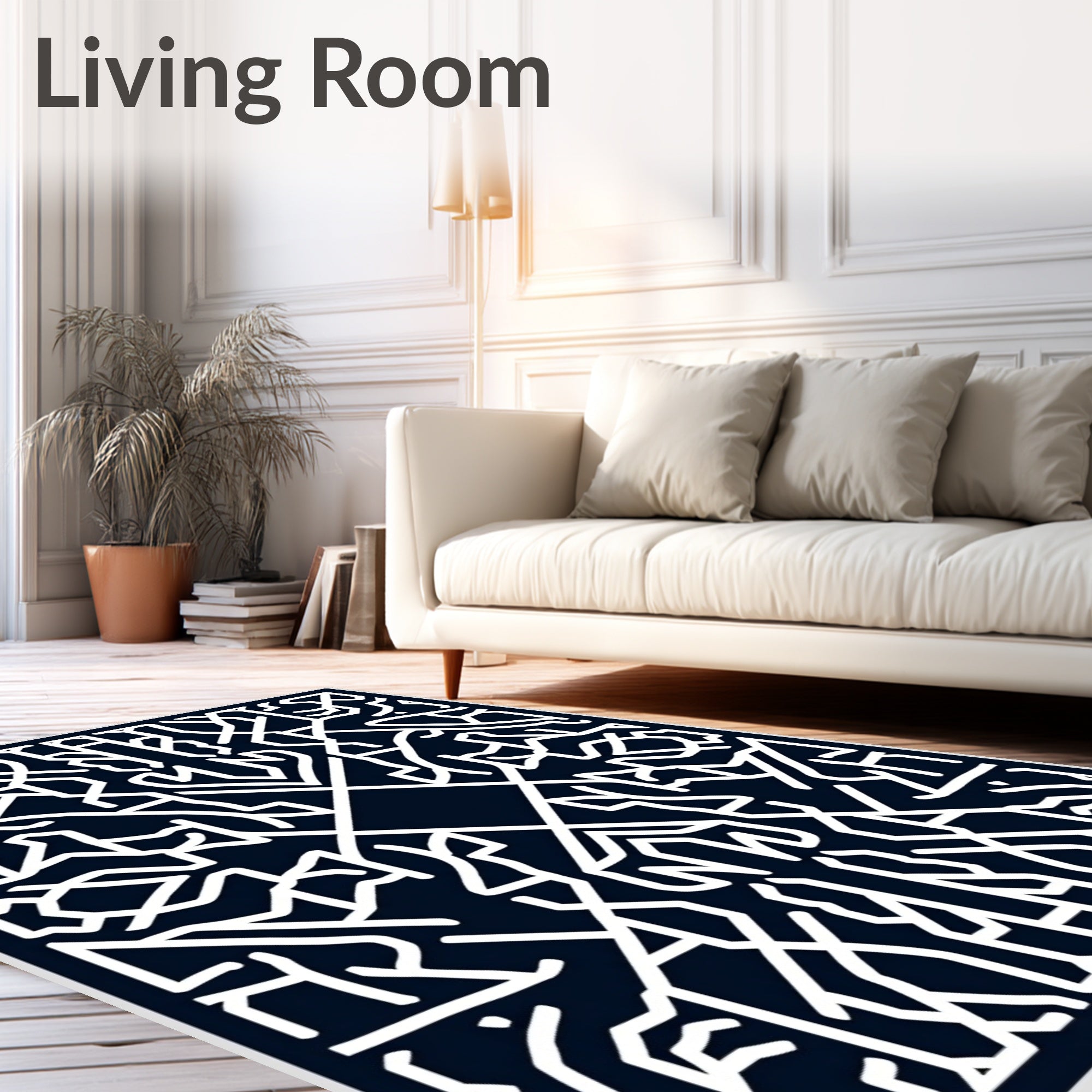 Abstract Geometric Line Art Rug