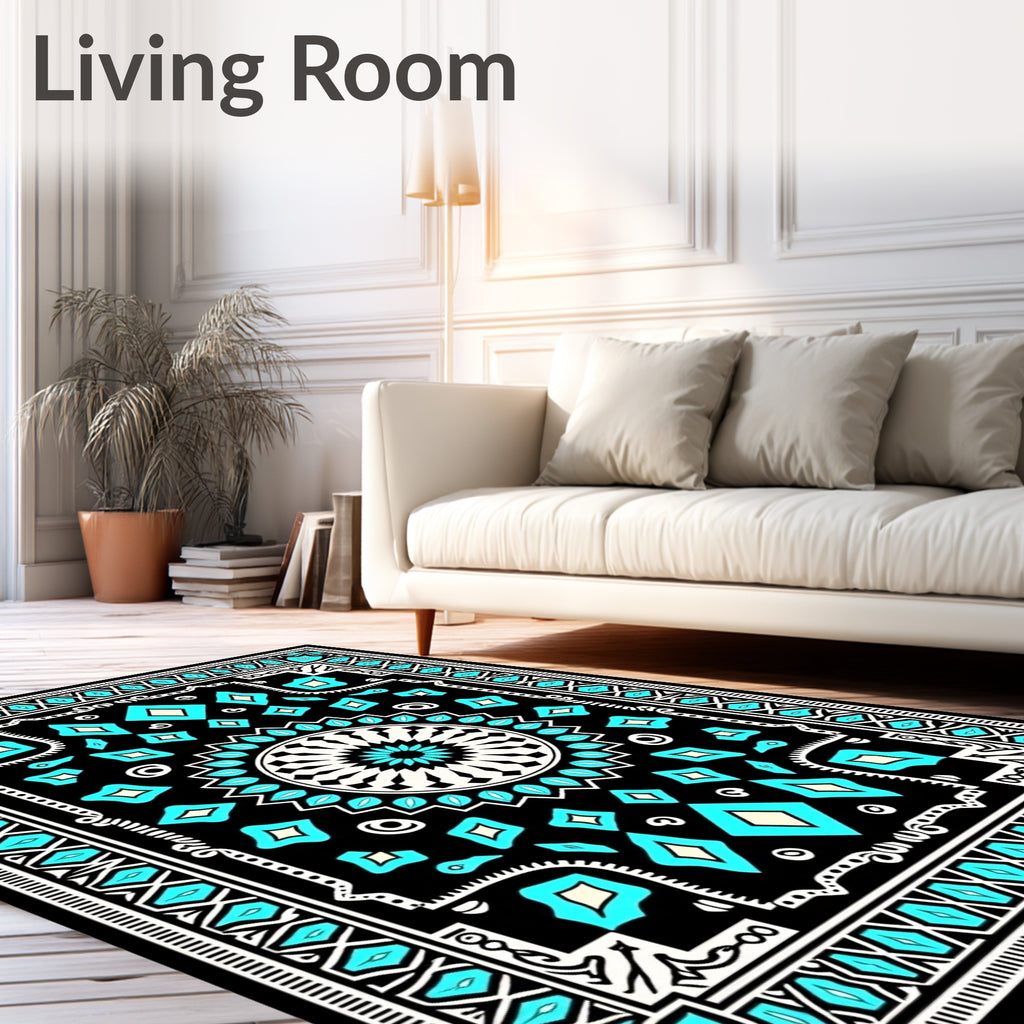 Geometric Diamond Inlay Tribal Rug