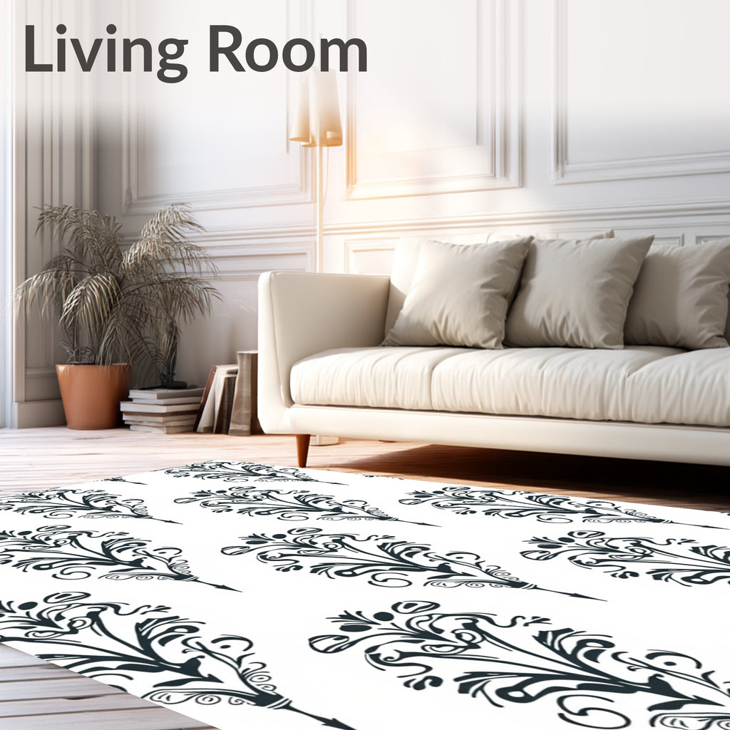 Ornate Floral Damask Pattern Rug