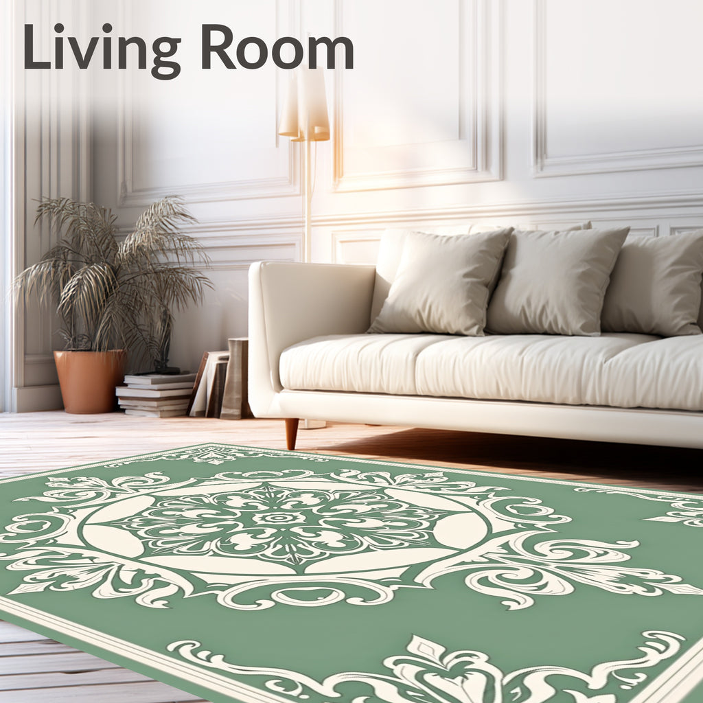 Elegant Damask Floral Medallion Rug