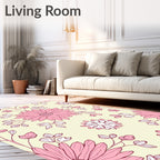 Delicate Pink Floral Pattern Design Rug