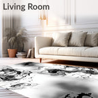 Abstract Black White Swirl Pattern Rug