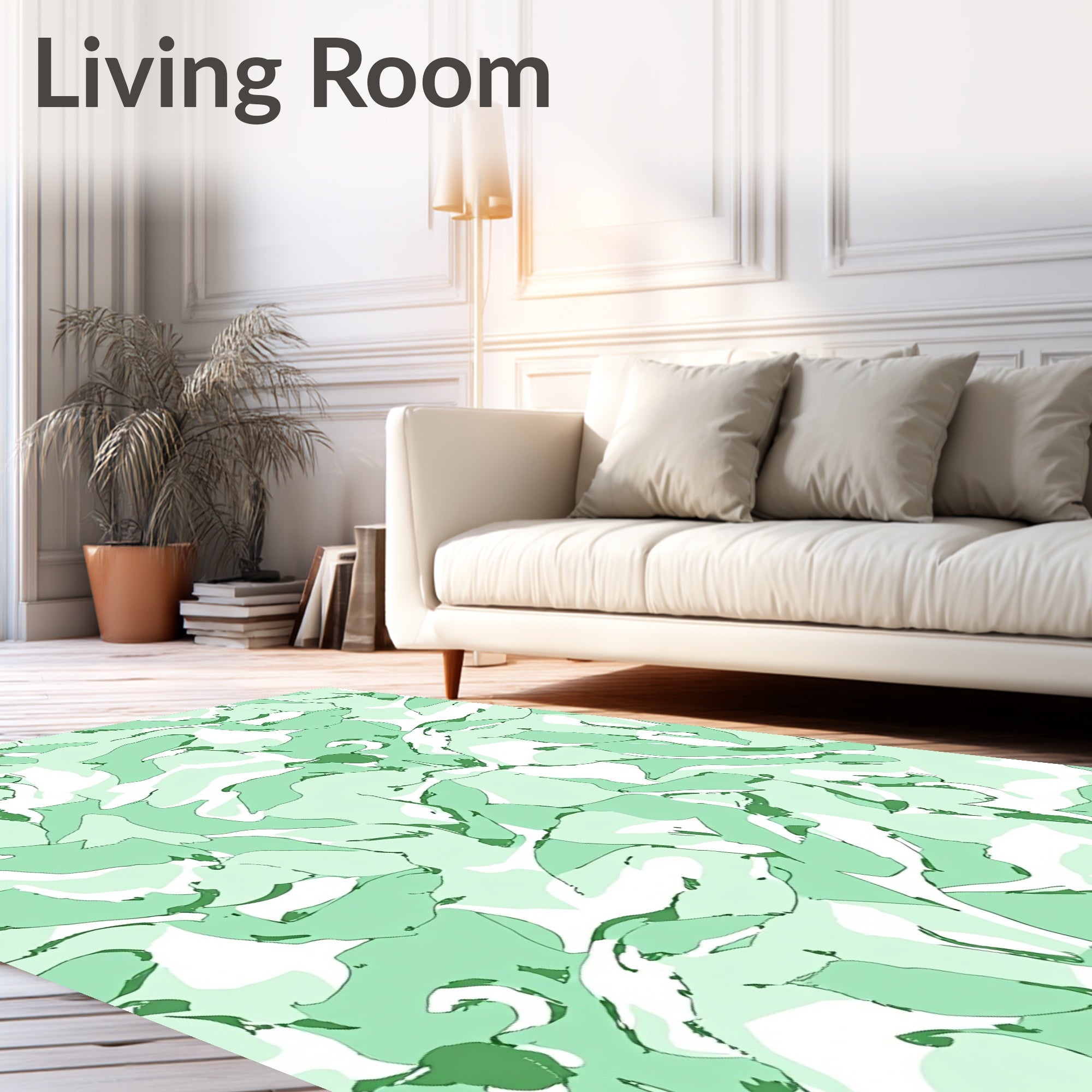 Abstract Organic Green Camouflage Design Rug