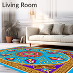 Vibrant Floral Medallion Geometric Design Rich Rug