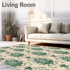 Green Floral Damask Vintage Pattern Rug