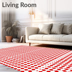 Red Cross Patterned Geometric Rug