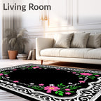 Ornate Floral White Border Design Rug