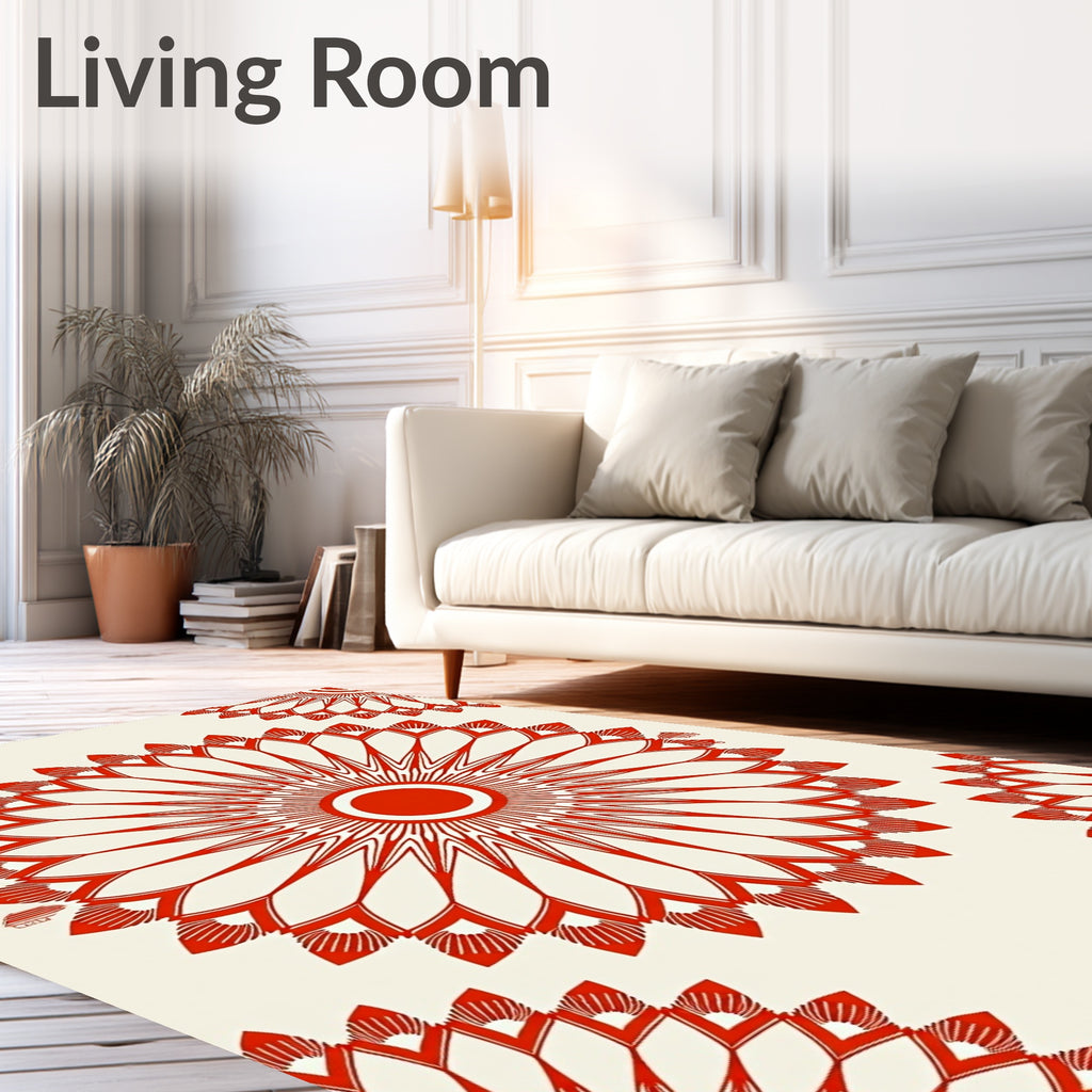 Radiant Sunburst Mandala Design Rug