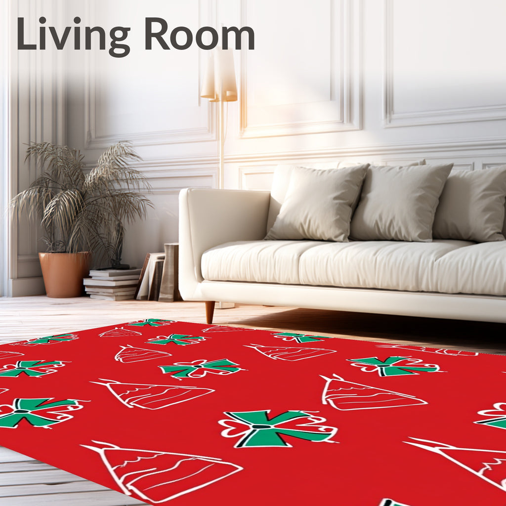 Red White Green Gift Bows Rug